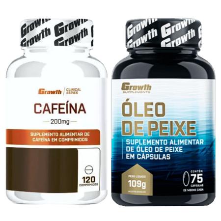 Imagem de Cafeina 200mg 120 Caps + Omega 3 75 Caps Growth Supplements