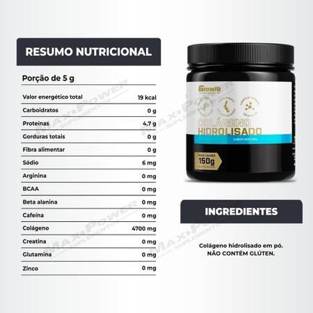 Imagem de Cafeina Pura 200mg 60 Caps + Colágeno 150g Growth Supplements
