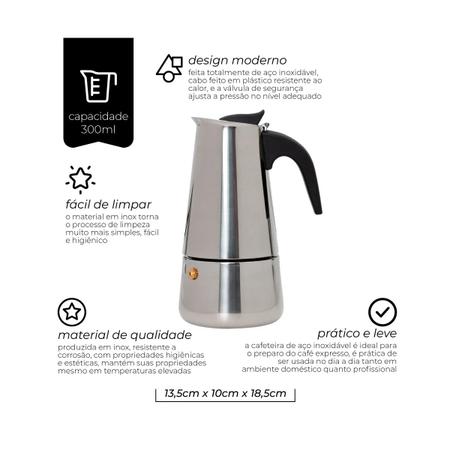 Imagem de Cafeteira de Aço Inox para 6 Cafezinhos Mimo Style