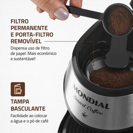 Imagem de Cafeteira elétrica 2 xícaras preta Smart Coffee - C-42-2X-BI - Mondial