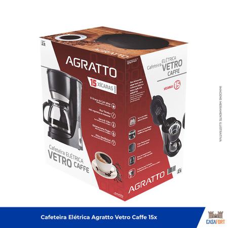 Imagem de Cafeteira Elétrica AGRATTO VETRO CEV15-01 0.6L Prepara até 15 Xícaras - 110v