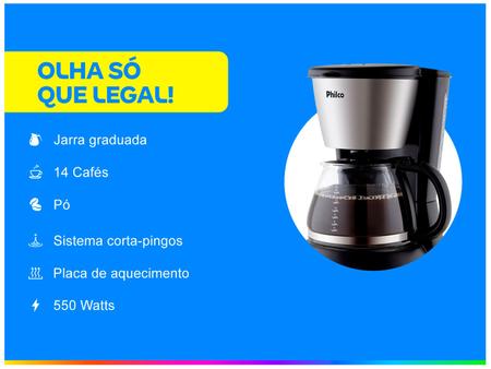 Imagem de Cafeteira Elétrica Philco PH14 PLUS 14 Xícaras Inox