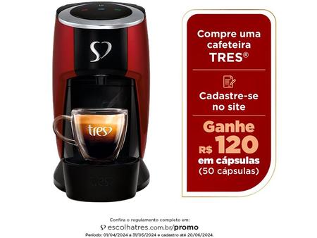Imagem de Cafeteira Espresso TRES Touch Vermelha 3 Corações