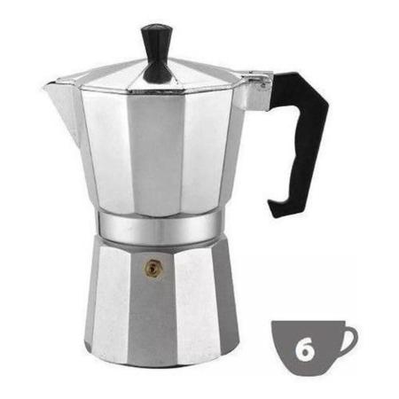 Imagem de Cafeteira italiana 6 xicaras expresso grande moka luxo prata aluminio manual profissional