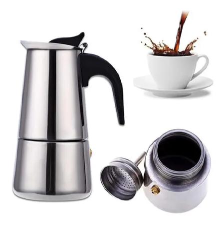 Imagem de Cafeteira Italiana Expresso Aço Inox 4, 6, 9 Xicara Filtro Térmica Manual Com Filtro Café Chá