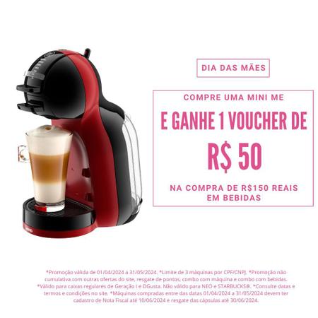 Imagem de Cafeteira Nescafe Dolce Gusto Mini Me Vermelha e Preta Automática (220v)