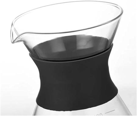 Imagem de Cafeteira tipo jarra vidro 400ml com coador inox e anel silicone café Barista