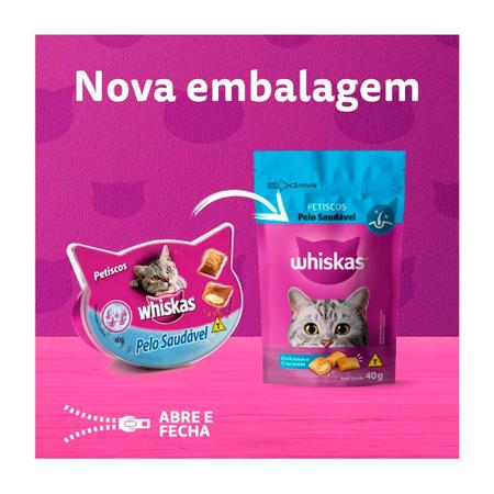 Imagem de Caixa 12un Petisco Whiskas Temptations Pelo Saudável Gatos Adultos 40g