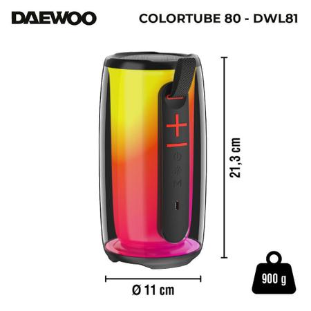 Imagem de Caixa acustica 25w portatil bluetooth rgb daewoo colortube 80 - dwl81