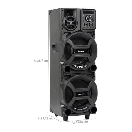 Imagem de Caixa Amplificada Amvox Titan Black ACA 1402 1400W com Bluetooth e Luzes LED - Bivolt