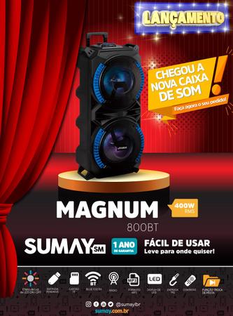Imagem de Caixa Amplificada Sumay Magnum 800w 2x8 Poleg Bluetooth Usb - Karaokê - Microfone C/Fio - Multimídia