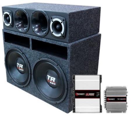 Imagem de Caixa Automotiva 2 Woofer Triton Corneteira Modulo Taramps