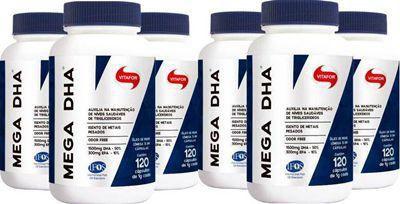 Imagem de Caixa c/ 6 unidades MEGA DHA Vitafor 120 Cápsulas - Omega 3 DHA Alta Concentração