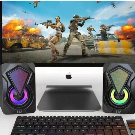 Caixa de Som Pc Gamer LED Chroma Jogos Musicas e Filmes Computador Notebook  TV Tablet USB P2 5W RMS