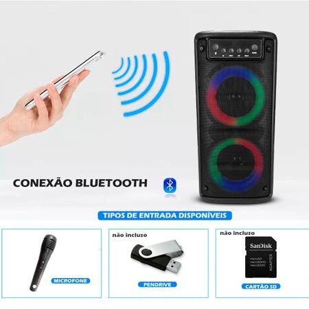 Imagem de Caixa Caixinha Som Bluetooth Potente Grande Karaoke Fm Usb