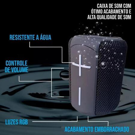 Imagem de Caixa Caixinha Som Portátil Bluetooth 8w Rgb Potente Top Cor Preto Voltagem 110v/220v