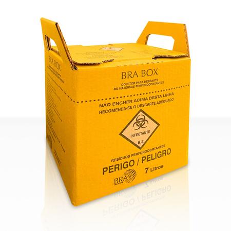 Imagem de Caixa coletora agulha/seringa 7 litros bra box kit 2un