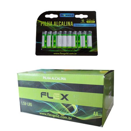 Imagem de Caixa com 10 cartelas de Pilhas Alcalina AA 1.5V-LR6 FX-AAK10 FLEX