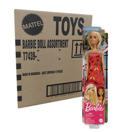 Imagem de Caixa com 12 Unidades Boneca Barbie Loira Vestido Borboleta Mattel