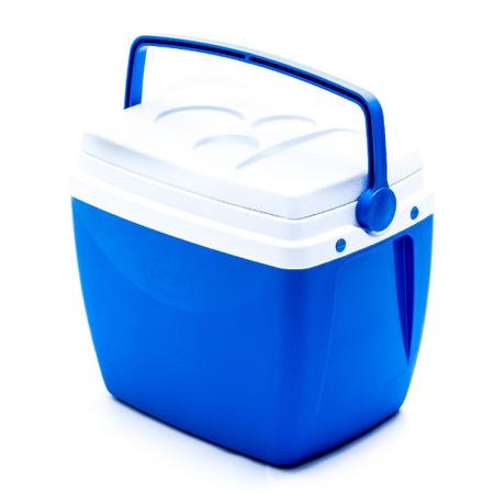 Imagem de Caixa cooler termica azul 26 litros com alca e porta copos