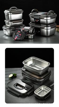 Imagem de Caixa de comida de aço inoxidável a vácuo 304 Recipientes de armazenamento de alimentos portáteis à prova de vazamento d