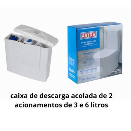 Caixa de Descarga Acoplada Universal com Acionamento Duplo Branca de Polipropileno - ASTRA Imagem de Caixa de Descarga Acoplada Universal com Acionamento Duplo Branca de Polipropileno
