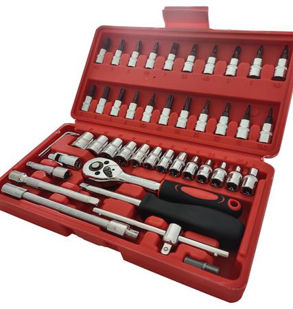 Imagem de Caixa De Ferramentas Completa Socket Set 46 Peças Auto Bike Moto Kit