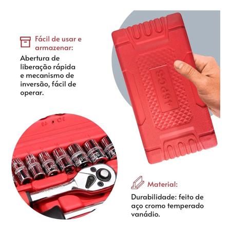 Imagem de Caixa De Ferramentas Completa Socket Set 46 Peças Auto Bike Moto Kit