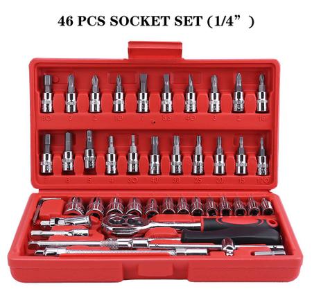 Imagem de Caixa De Ferramentas Completa Socket Set 46 Peças Auto Bike Moto Kit