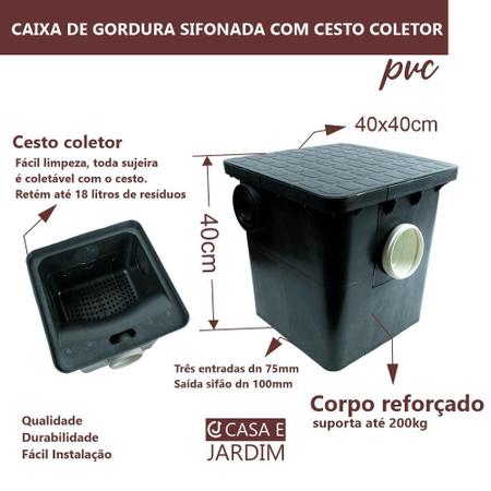 Imagem de Caixa De Gordura Grande Cesto Para Limpeza 42 Litros Premium