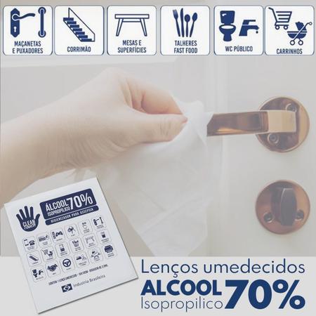 Imagem de Caixa de Lenço Umedecido Proteção Alcool 70% Isopropilico 100 Unidades Embaladas Individuais