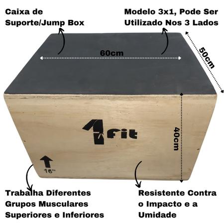Imagem de Caixa de Madeira Salto Caixote Jump Box Oficial 60x50x40cm 16'' 1 Fit