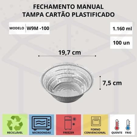 Imagem de Caixa de Prato Alumínio W9 Fechamento Manual com 100 Unidades