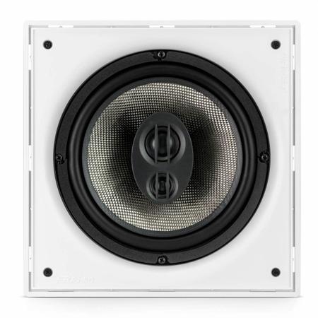 Imagem de Caixa de Som Ambiente de Embutir 8'' Arandela Três Vias Quadrada 150W 8 Ohms Telar Alumínio Branca Frahm - 31903