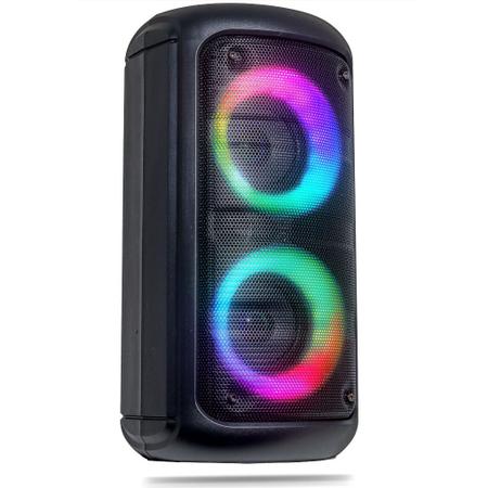 Imagem de Caixa De Som Amplificada Portátil LED RGB Bluetooth USB SD Entrada P10 Microfone Radio Fm Aux P2