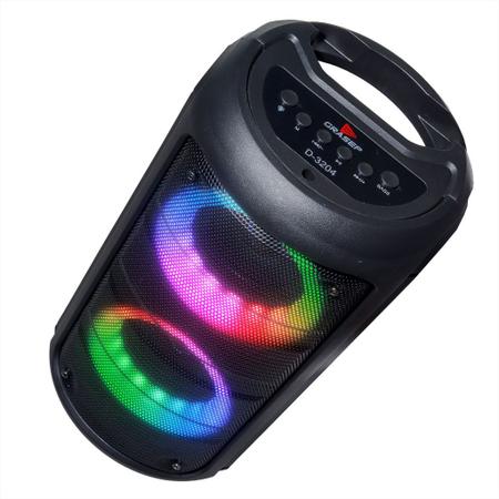 Imagem de Caixa De Som Amplificada Portátil LED RGB Bluetooth USB SD Entrada P10 Microfone Radio Fm Aux P2