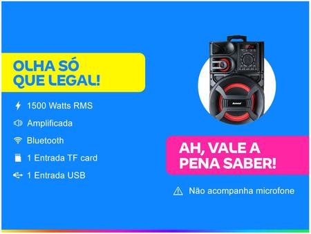 Imagem de Caixa de Som Amvox ACA 1501 Pesadão Bluetooth