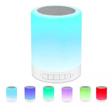 Imagem de Caixa De Som Bluetooth+Abajur Led Luminária Multicolor Touch