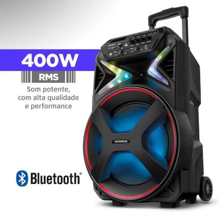Imagem de Caixa de Som Bluetooth Amplificada Mondial Connect Lights CM-400 400w Bivolt Preto