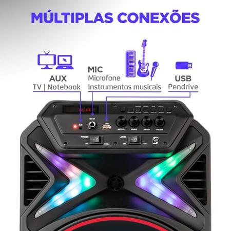 Imagem de Caixa de Som Bluetooth Amplificada Mondial Connect Lights CM-400 400w Bivolt Preto