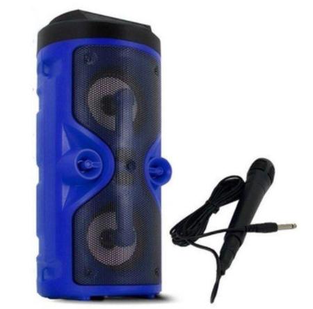 Imagem de Caixa de Som Bluetooth Com Microfone Led 20W RMS D-S13 Azul