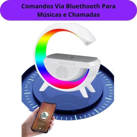 Imagem de Caixa de Som Bluetooth Luminária Potente Carregamento sem Fio