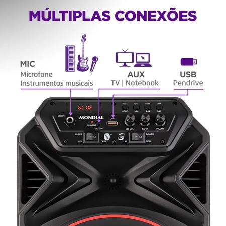 Imagem de Caixa De Som Bluetooth Radio Fm Mondial Cm-250 Connect Plus 250w + Microfone