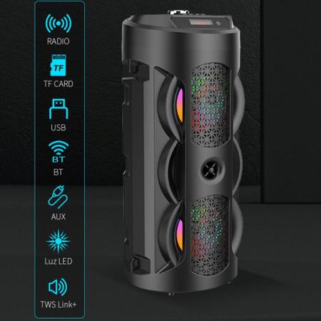 Imagem de Caixa De Som Bluetooth Torre Portátil Fm Mp3 Usb Sd Microfone Controle Bateria Led Rgb Grasep