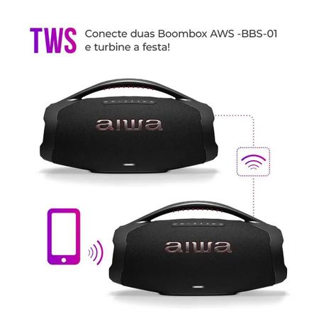 Imagem de Caixa de Som Boombox Plus AIWA Bluetooth IP66 AWS-BBS-01B