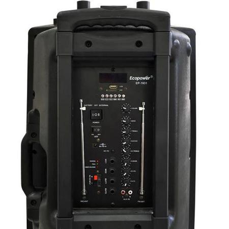 Imagem de Caixa De Som Ecopower Amplificada 15 Pol - Bluetooth - USB/SD - FM - Com Tripé - 2 Mic