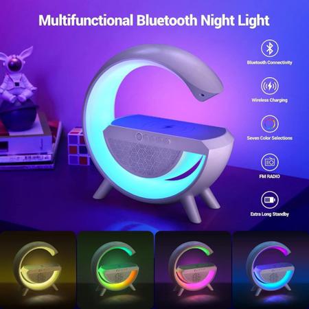 Imagem de Caixa de Som G-Speaker Carregador Sem Fio Bluetooth RGB Lâmpada De Mesa Branco