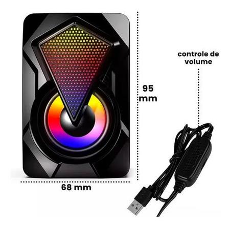 Imagem de Caixa De Som Gamer USB P2 LED RGB Para Computador Notebook