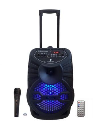 Imagem de Caixa de Som Grande Com Rodinhas, Microfone Karaoke, 120W RMS de Potência, Rádio FM Bluetooth  43 cm