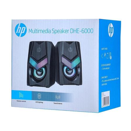 Imagem de Caixa de Som HP Multimedia Speaker 2.0 DHE-6000, LED Dinâmico, Efeito Estéreo, Preto